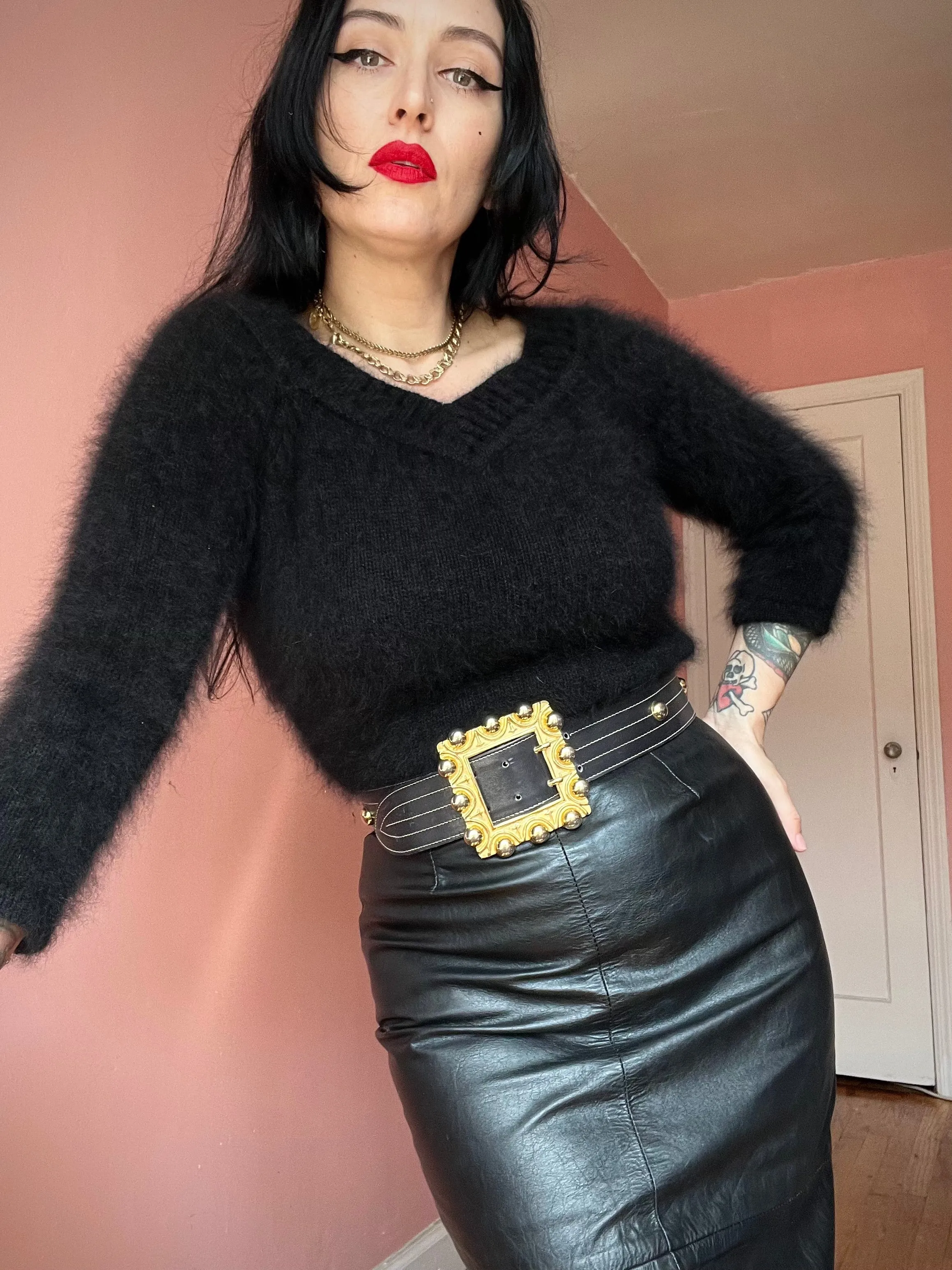 Alberta FERRETTI Angora V neck sweater
