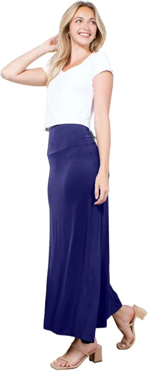 Azules High Waisted Maxi Skirts for Women - Standard & Plus Size Ankle Length Skirt - Formal & Casual Long Skirt for Women