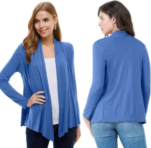 Azules Long Sleeve Open Front Cardigan for Women - Lightweight Cardigan Sweaters