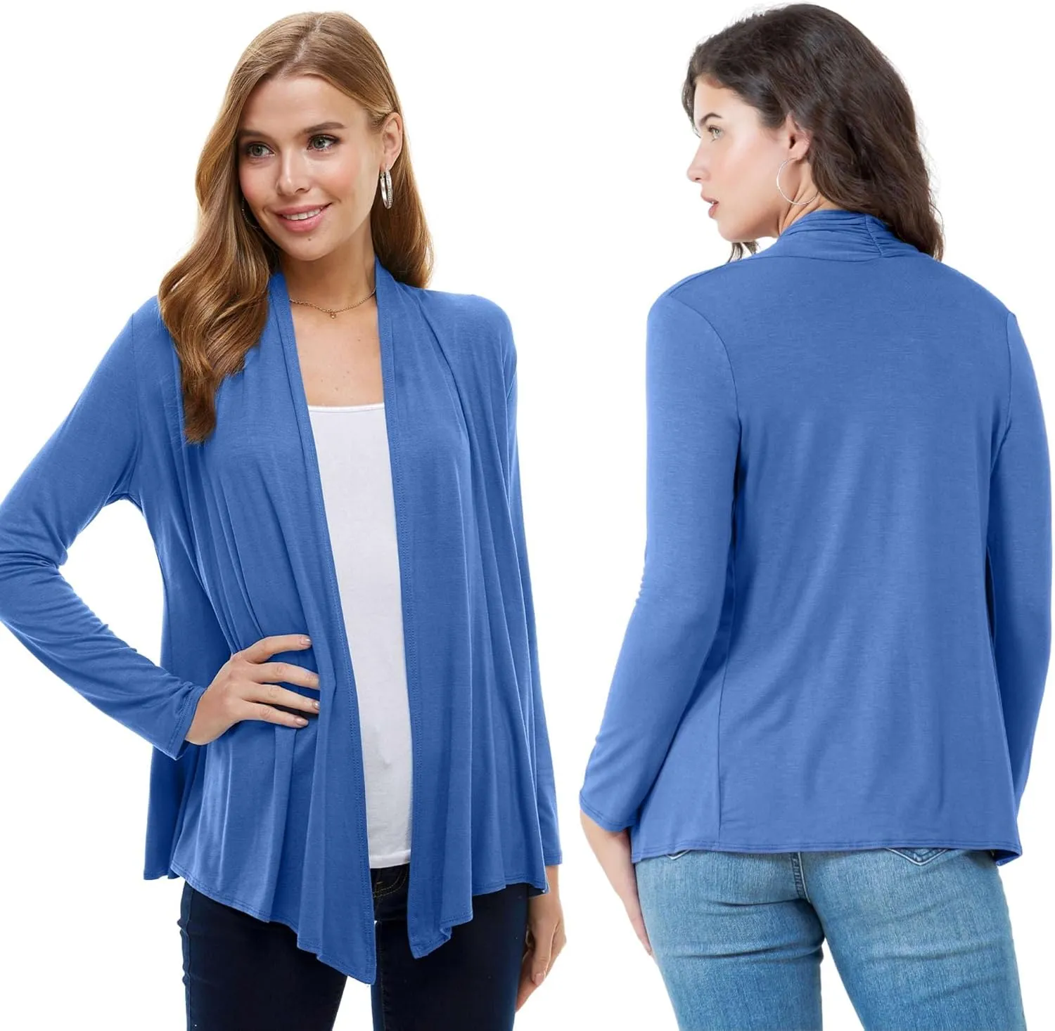 Azules Long Sleeve Open Front Cardigan for Women - Lightweight Cardigan Sweaters