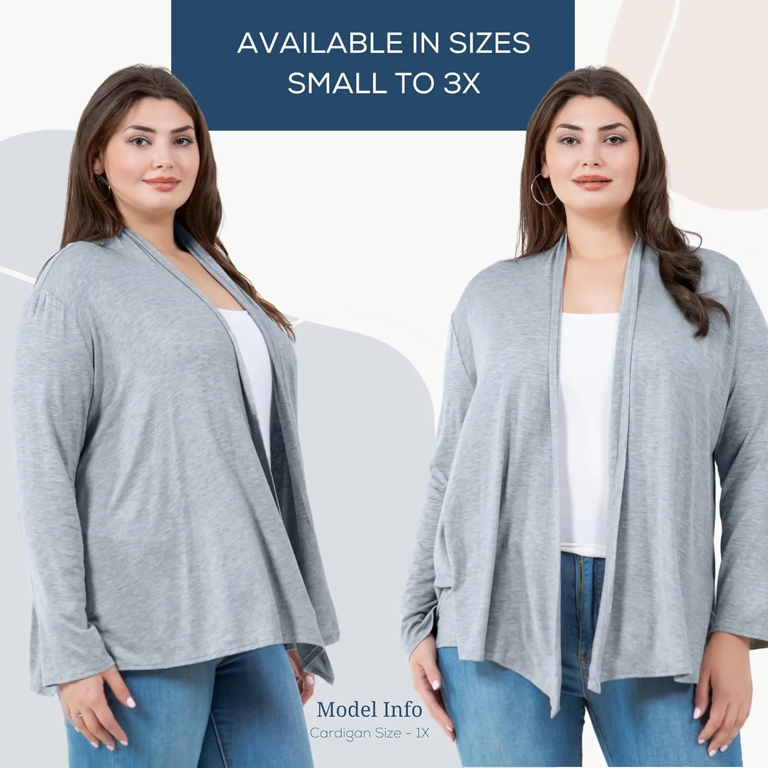 Azules Long Sleeve Open Front Cardigan for Women - Lightweight Cardigan Sweaters