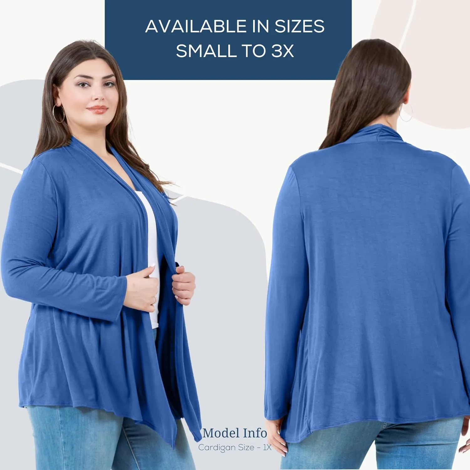 Azules Long Sleeve Open Front Cardigan for Women - Lightweight Cardigan Sweaters