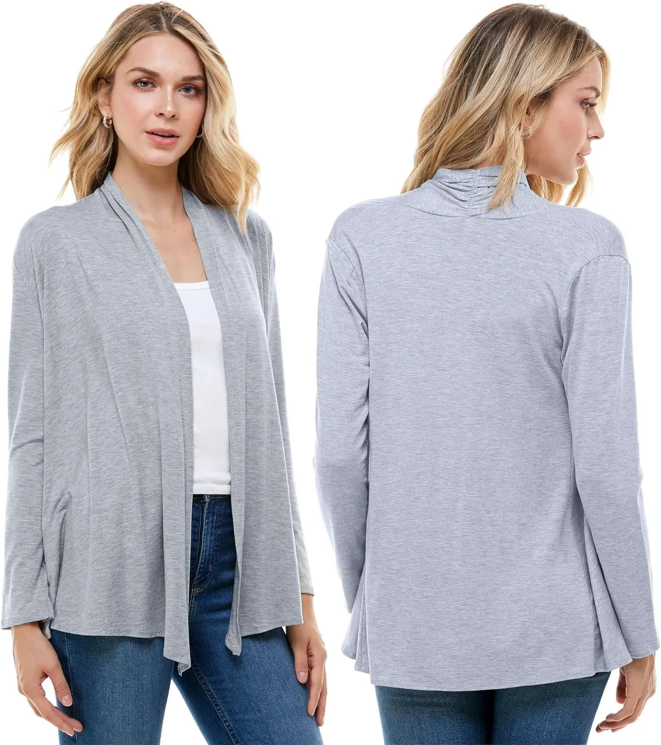 Azules Long Sleeve Open Front Cardigan for Women - Lightweight Cardigan Sweaters