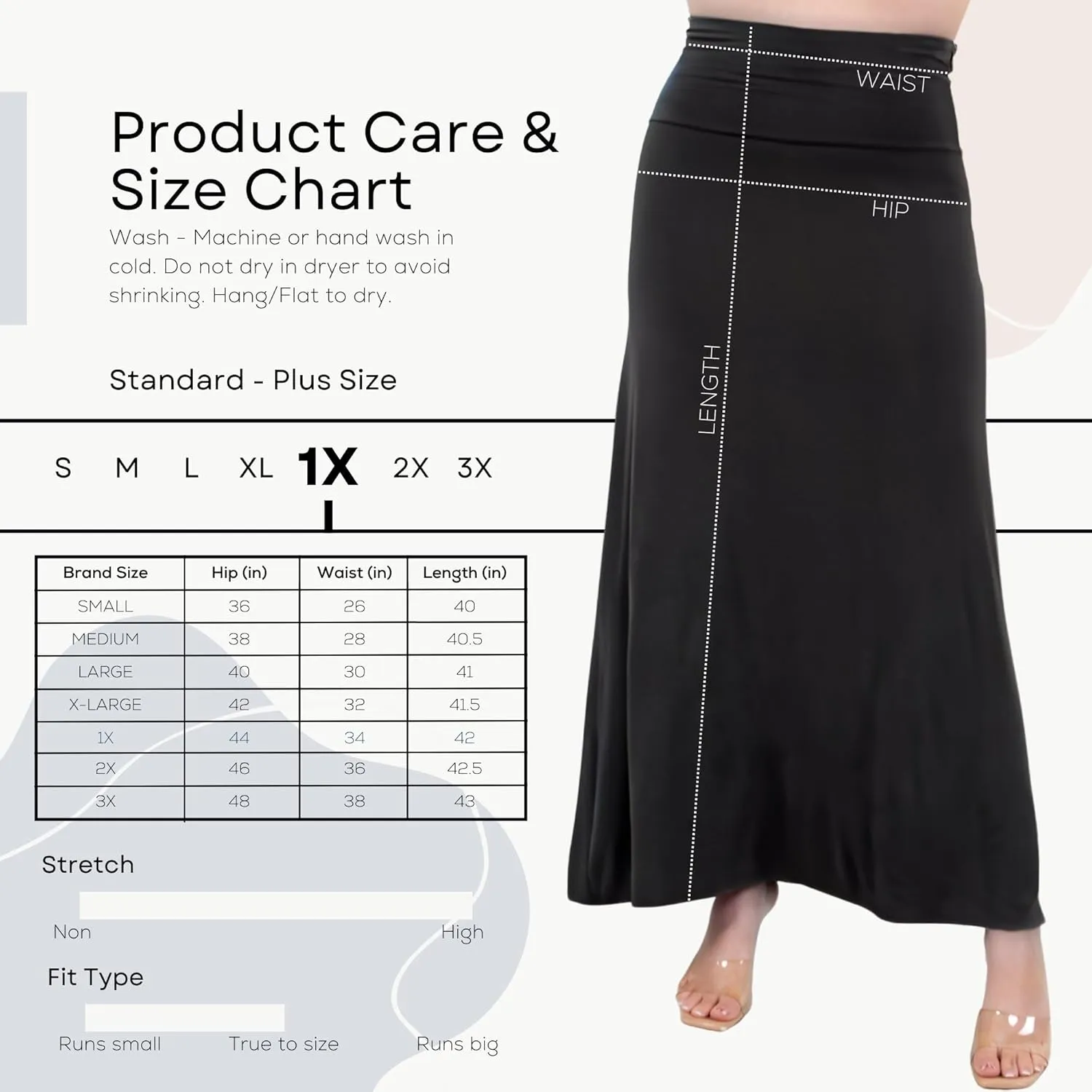 Azules Women's Maxi Skirt: Elegant, Soft, Stretchy Flowy Rayon Boho, High Waist Fold Over ?C Versatile for Any Occasion.