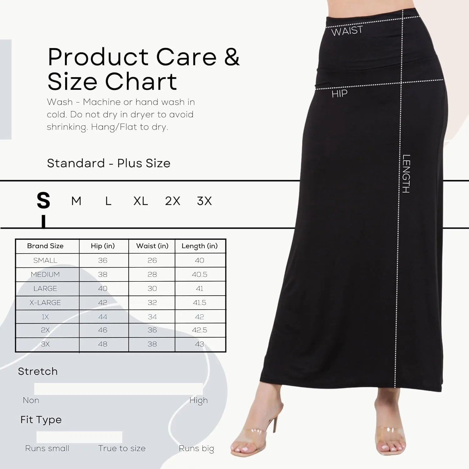 Azules Women's Maxi Skirt: Elegant, Soft, Stretchy Flowy Rayon Boho, High Waist Fold Over ?C Versatile for Any Occasion.