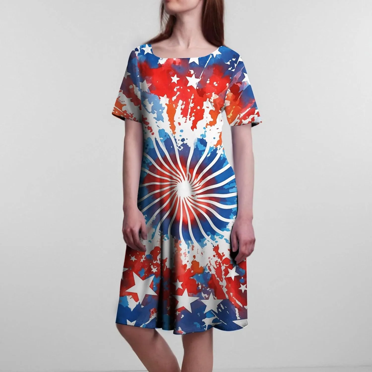 Beach Vacation Clothes for Women 2025 Cami 4th of July Patriotic Sundress Tie Dye Striped Festival Fitted Sun Dress