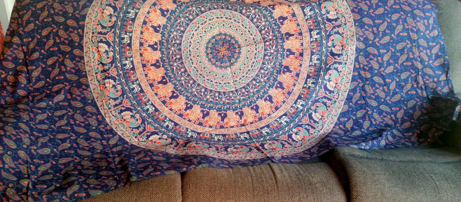 Beautiful Blue Mandala flat sheet/tapestry/Dining Table Cover/Throw/Mandala Tapestry/Wall Hanging/Wall Tapestries/Perfect Christmas Present