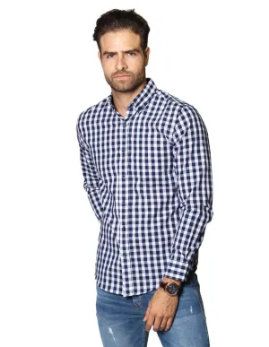 Camisas Hombre Casuales De Manga Larga Con Estampado De Cuadros Regular Fit B35206 2