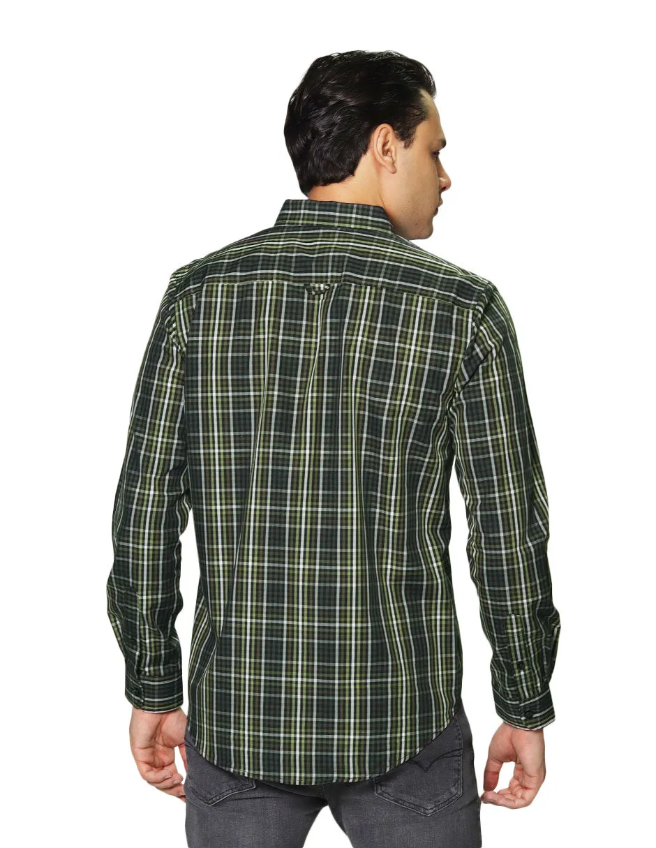 Camisas Hombre Casuales De Manga Larga Con Estampado De Cuadros Regular Fit B35207 3