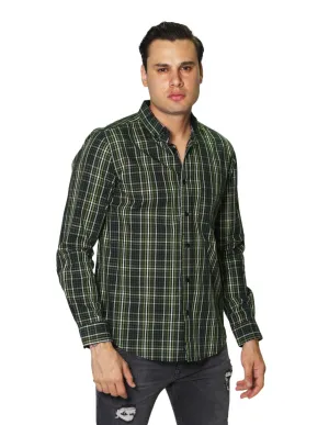 Camisas Hombre Casuales De Manga Larga Con Estampado De Cuadros Regular Fit B35207 3