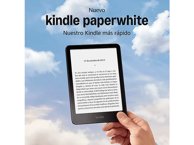 eBook - Amazon Kindle Paperwhite, 7", 16 GB, 300 ppi, Con publicidad, Sin reflejos, Autonomía de semanas, Negro