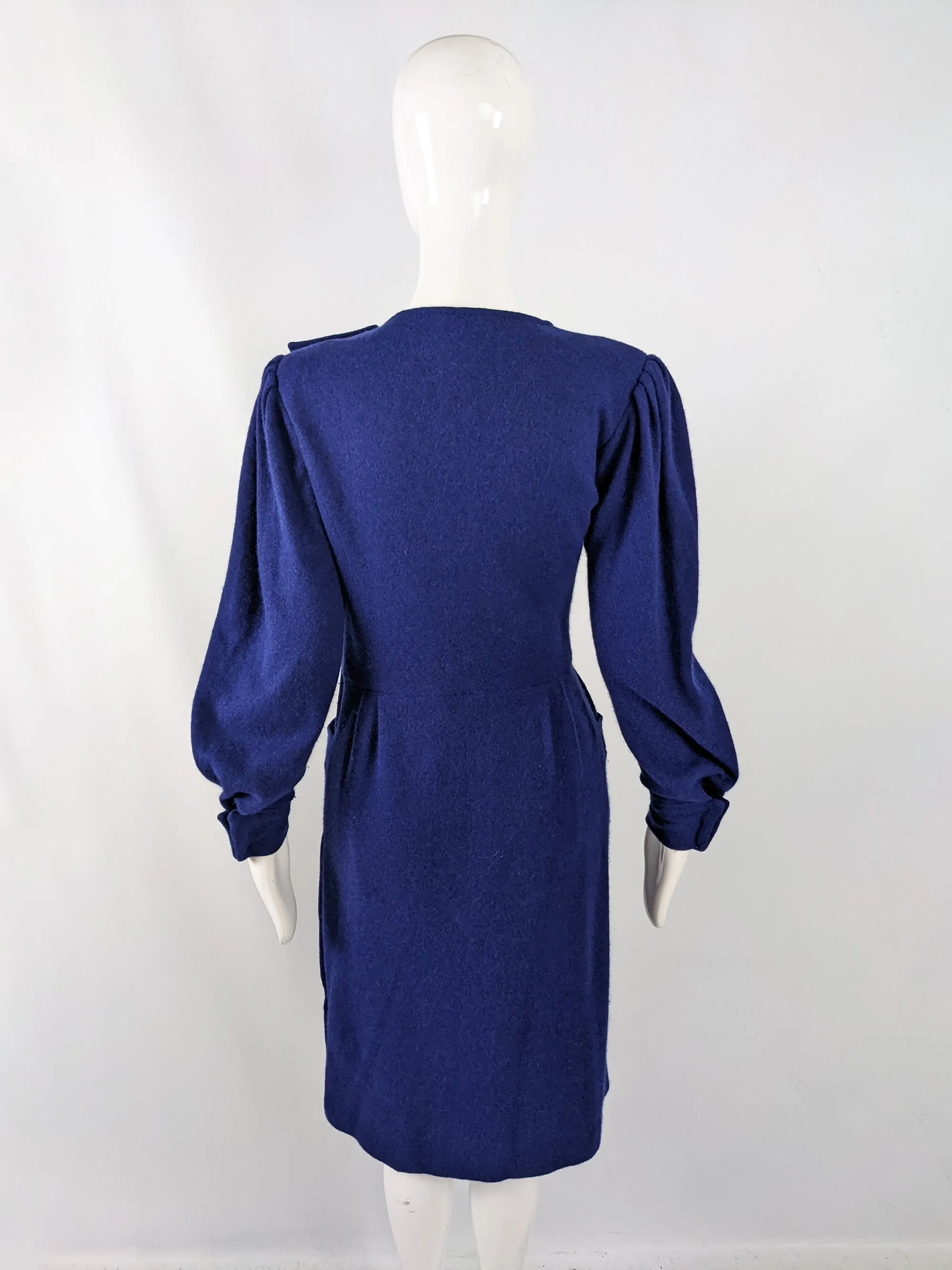 Emanuel Ungaro Vintage 1980s Blue Wool & Angora Dress
