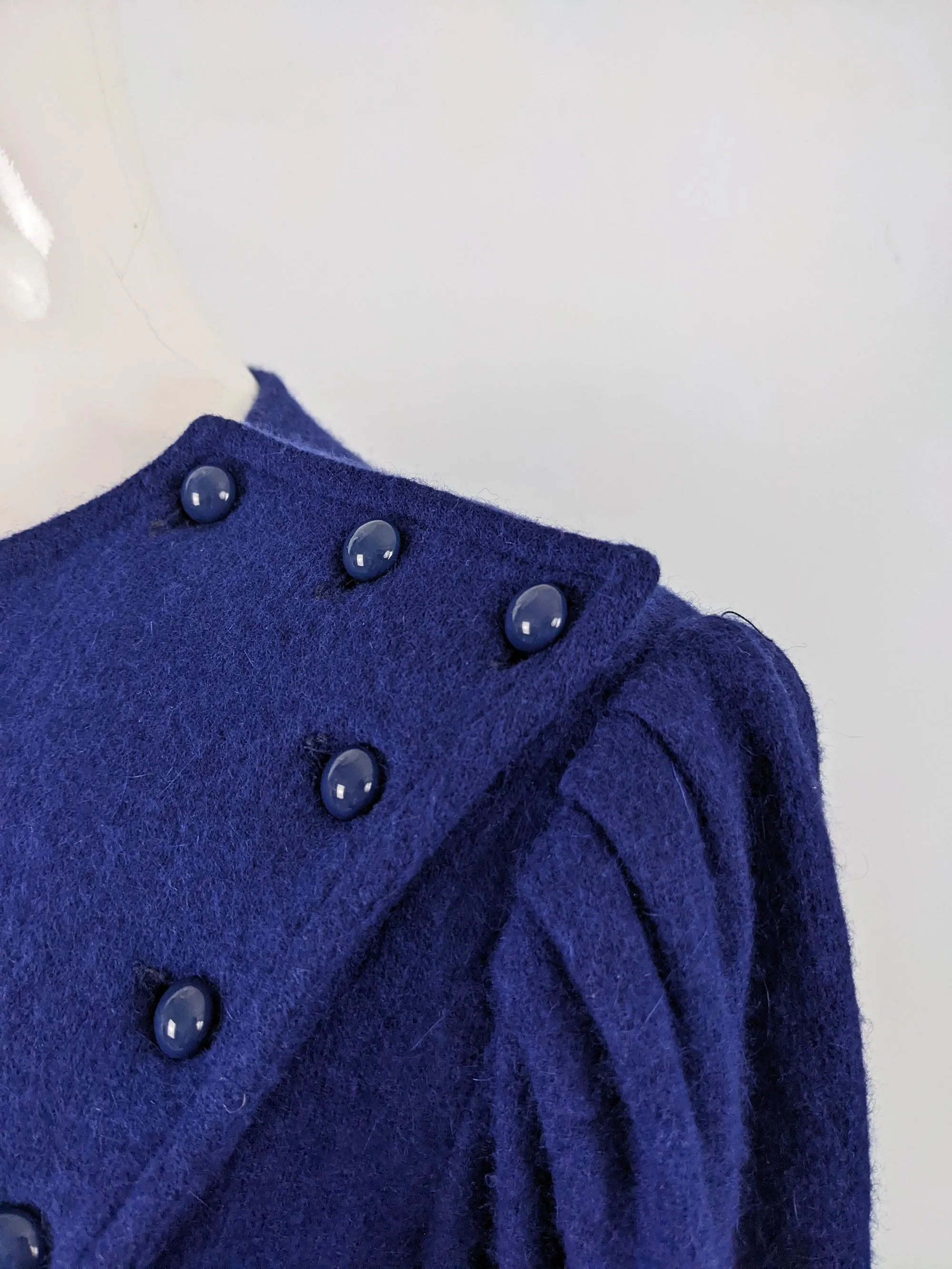 Emanuel Ungaro Vintage 1980s Blue Wool & Angora Dress