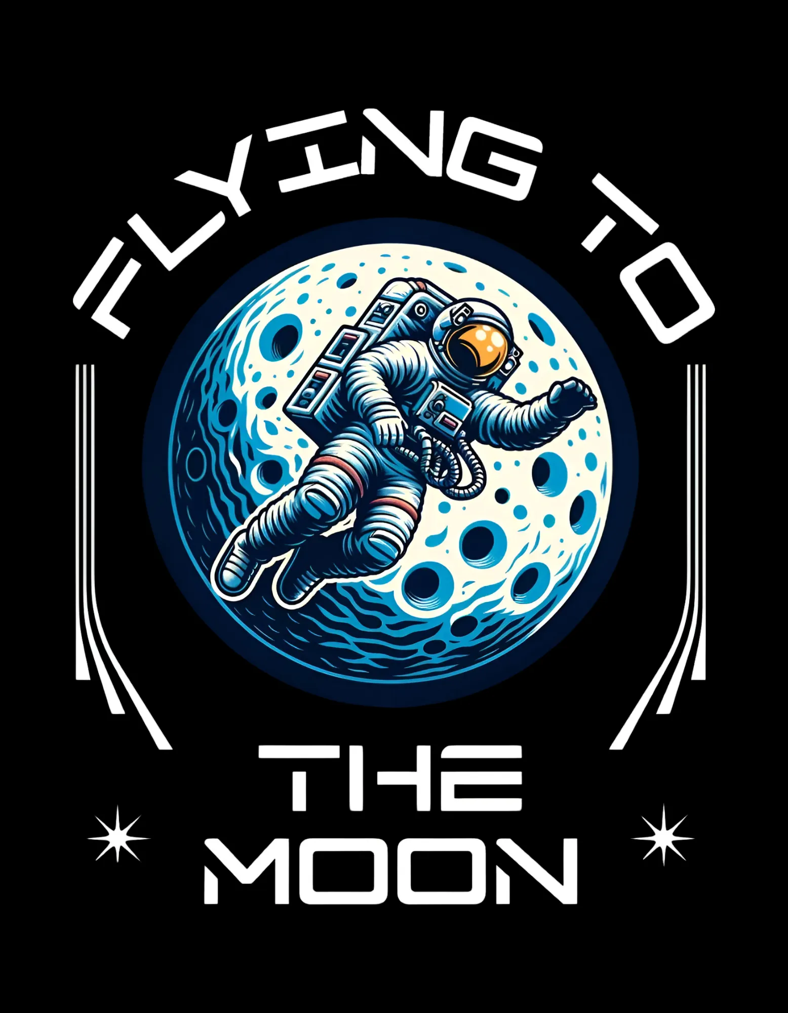 Flying To the Moon Graphic Men's Oversized T-Shirt