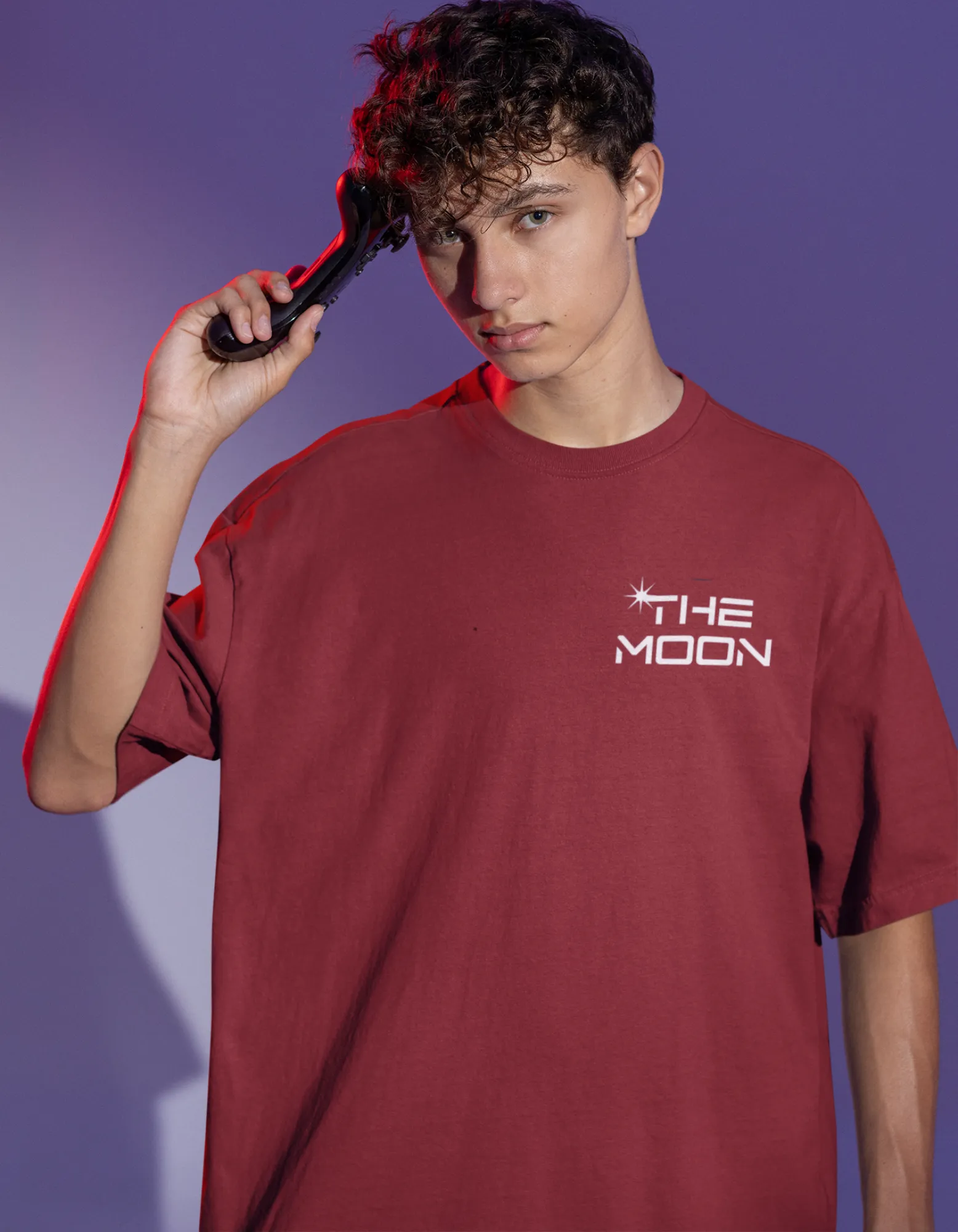 Flying To the Moon Graphic Men's Oversized T-Shirt