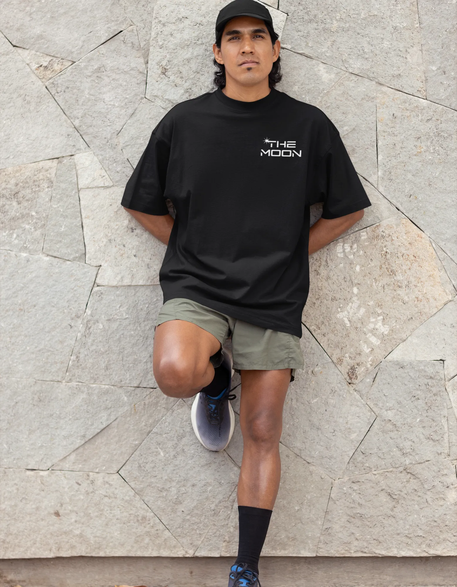 Flying To the Moon Graphic Men's Oversized T-Shirt