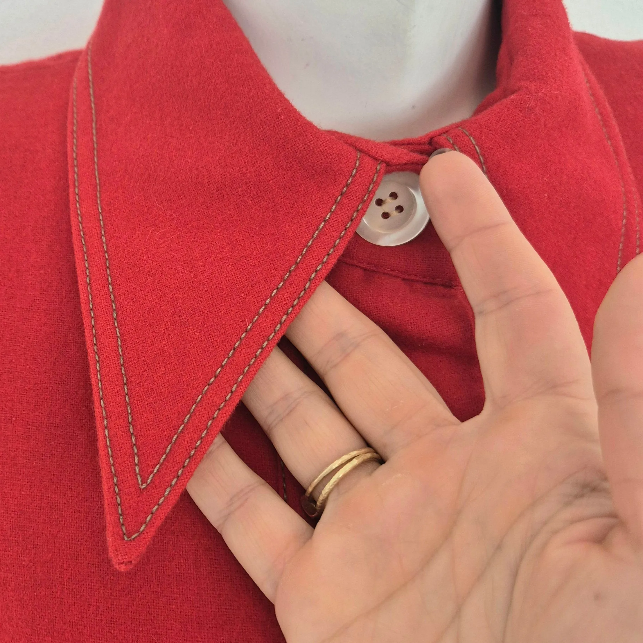 Giacca vintage in panno di lana rossa