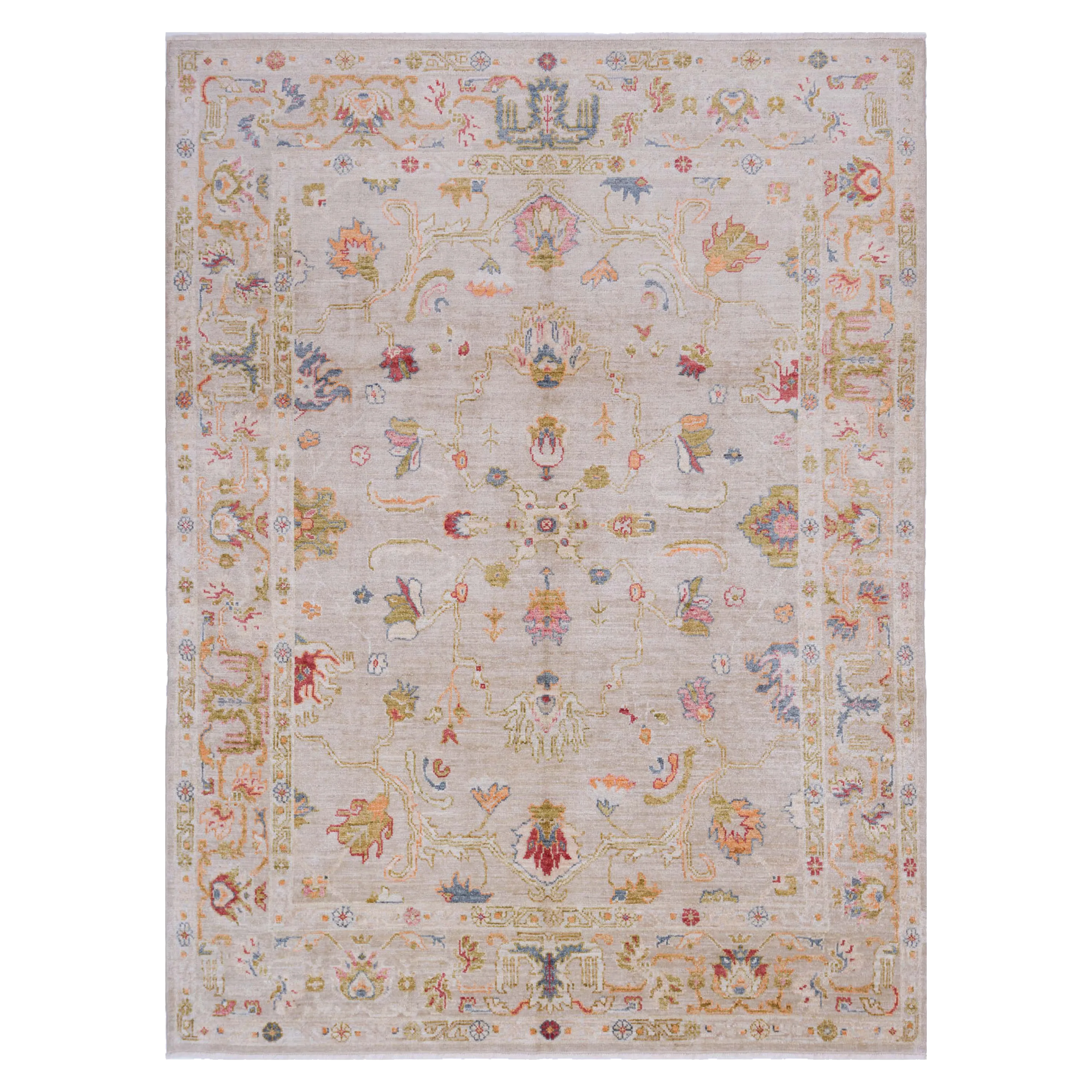 Grey Oushak Angora Wool Rug - 8' x 10'4"