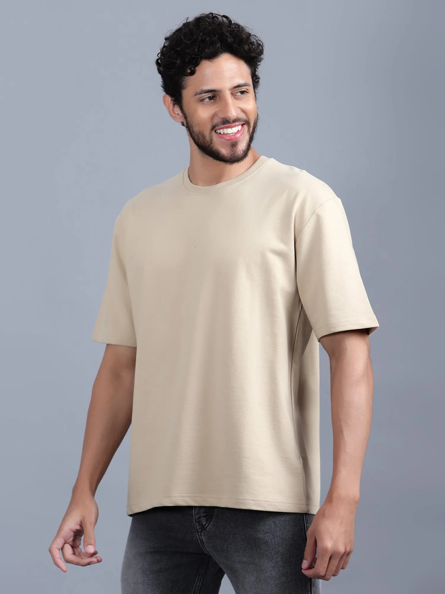 Heavyweight Oversize Solid T-Shirt Beige