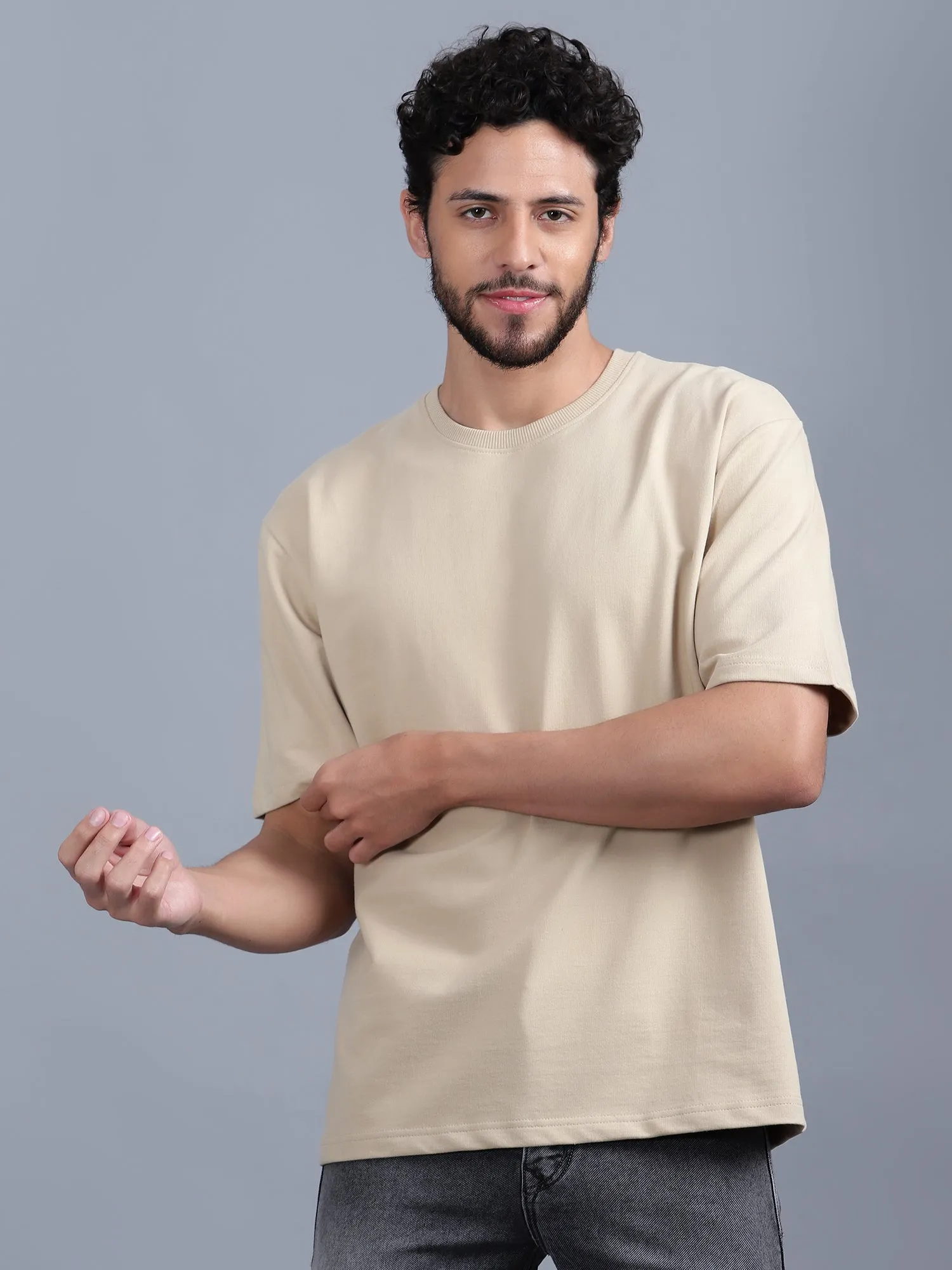 Heavyweight Oversize Solid T-Shirt Beige