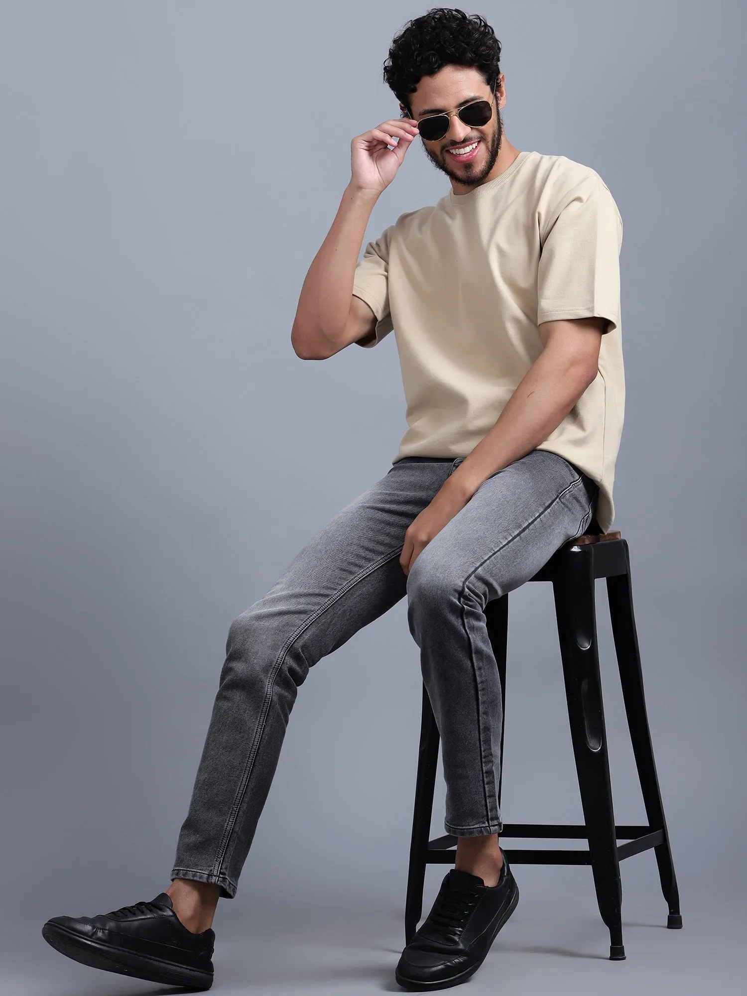 Heavyweight Oversize Solid T-Shirt Beige