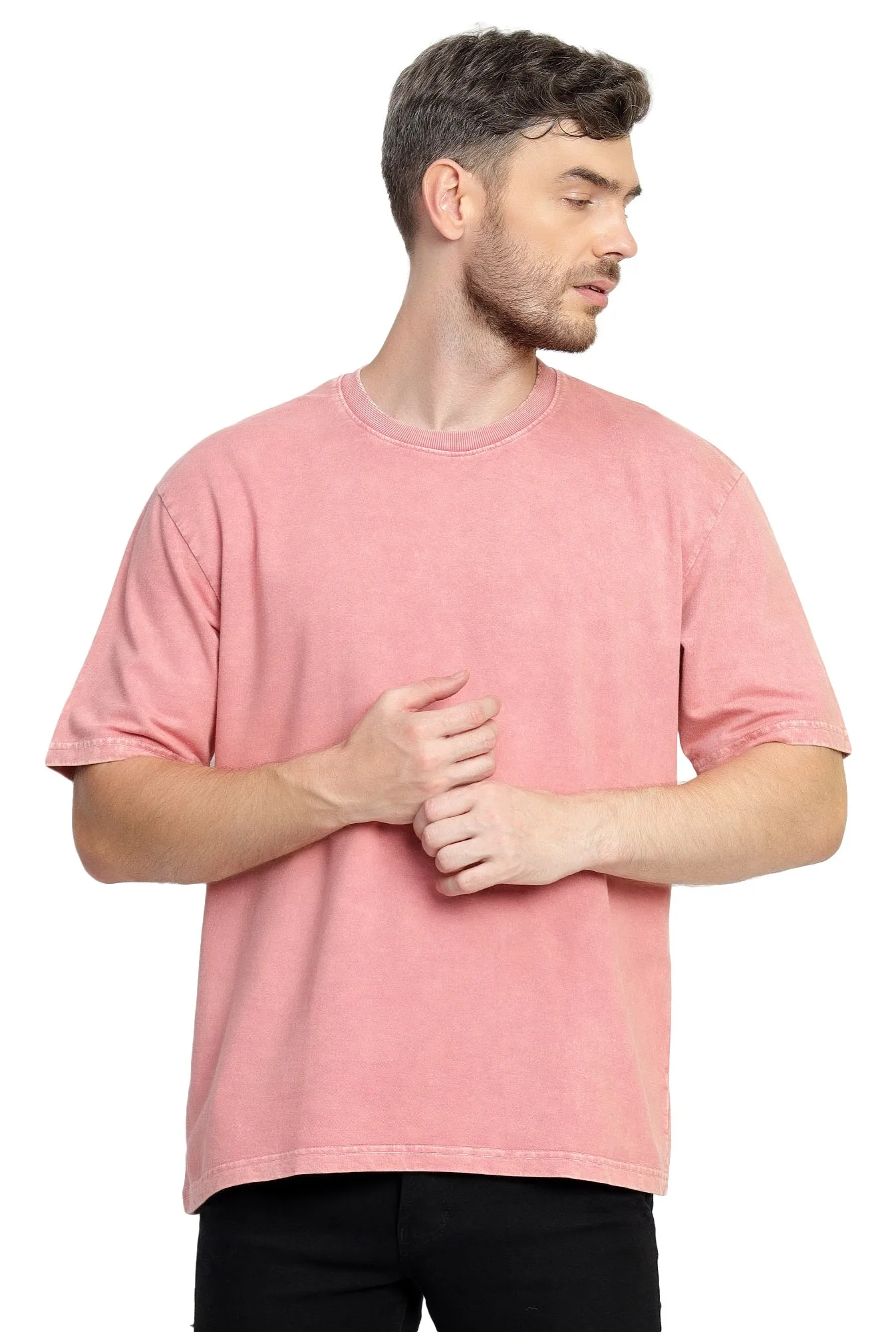 Heavyweight Oversize Stone Washed T-Shirt Onion Pink