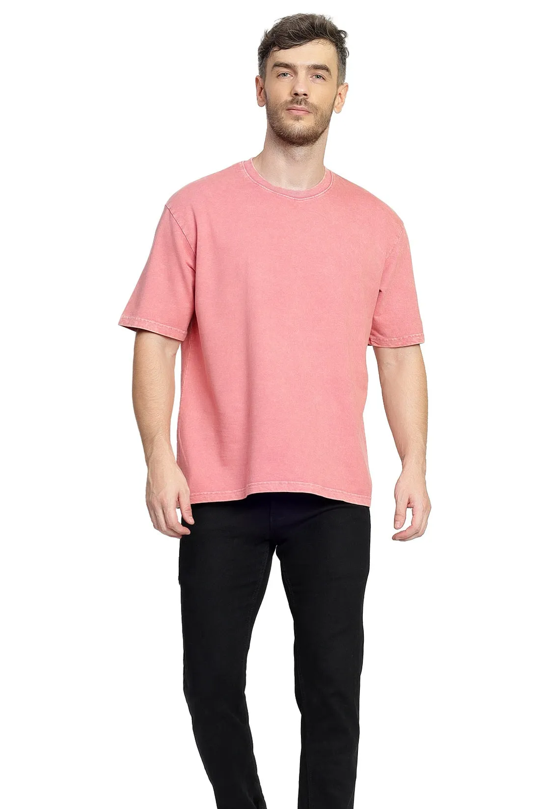 Heavyweight Oversize Stone Washed T-Shirt Onion Pink