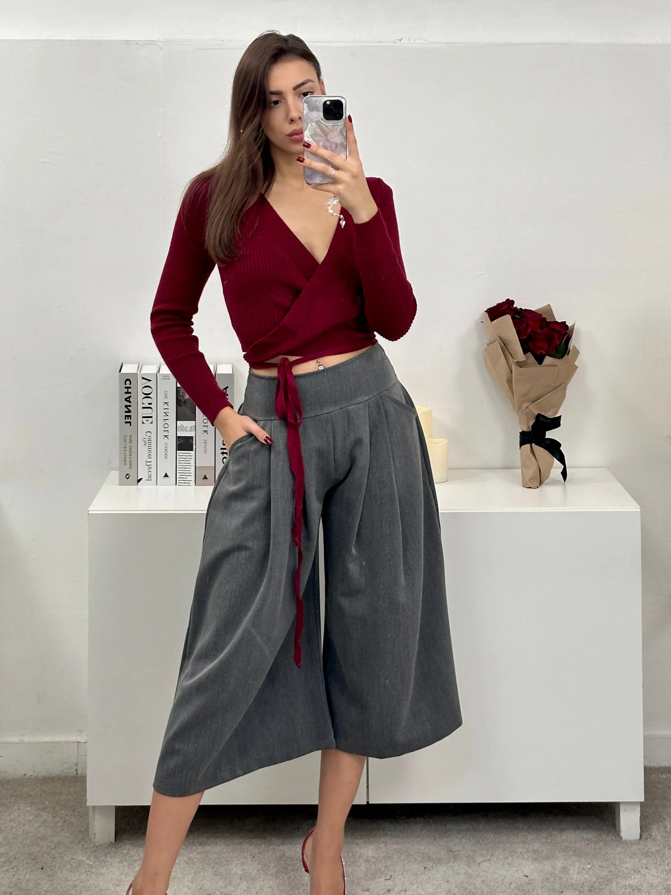 Maglia incrociata in lana