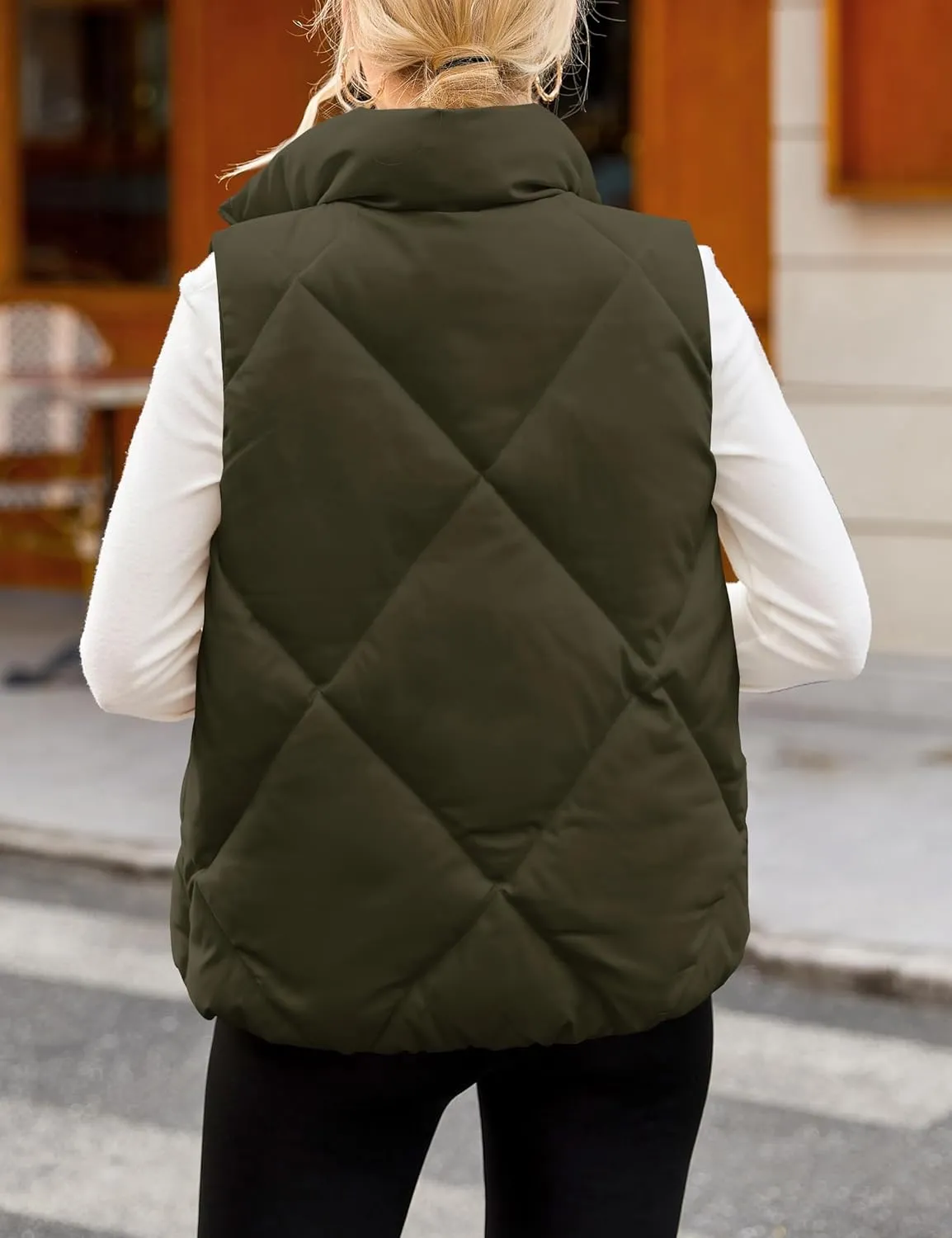 MEROKEETY Womens 2025 Puffer Vest Sleeveless Zip Up Quilted Coat Stand Collar Gilet Jacket With Pockets
