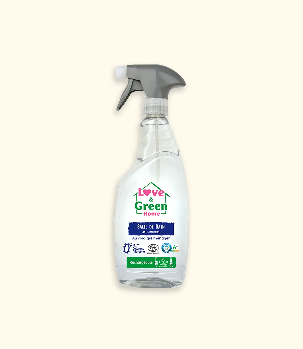 Nettoyant certifié Ecodétergent salle de bain anti-calcaire au vinaigre ménager - 750ml