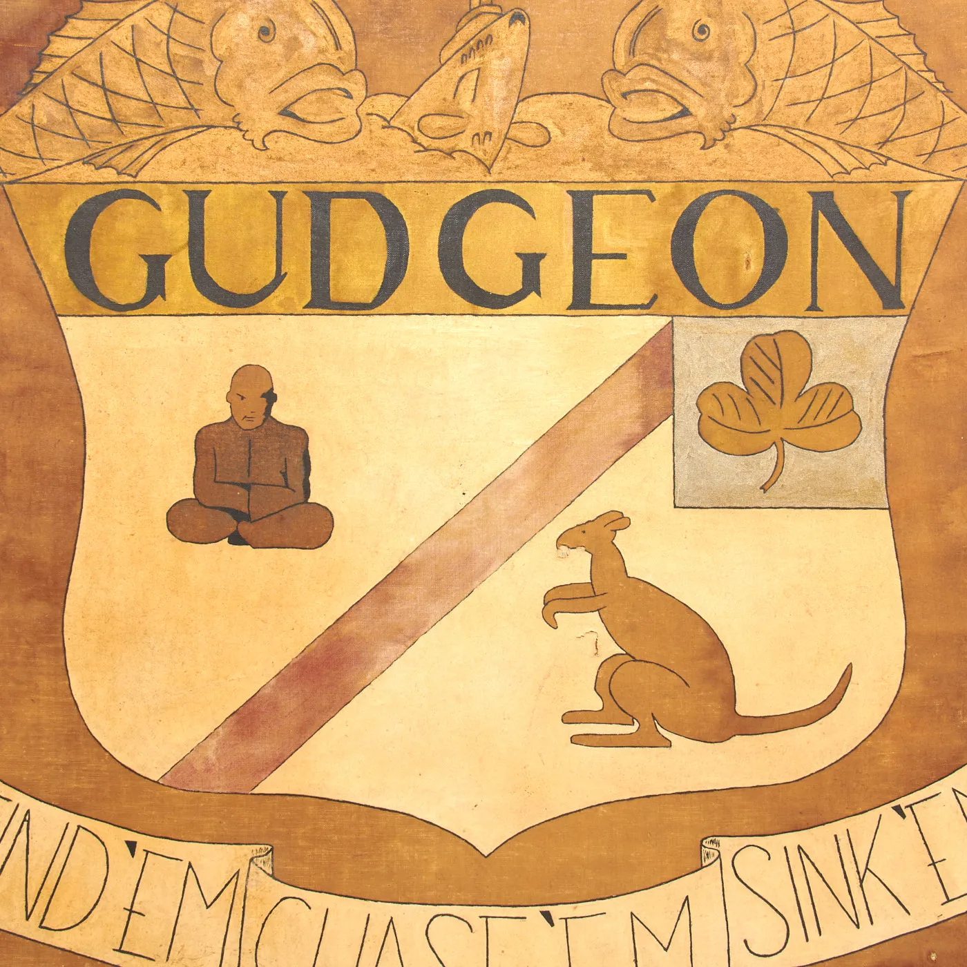 Original U.S. WWII Framed USS Gudgeon Flag Constructed From Sailcloth - First American Submarine To Sink Enemy Warship During WWII and Declared Lost With All Hands on June 7, 1944 - 33” x 42 ½”