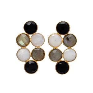 Pendientes con piedras Circus Negro, Labradorita y Luna
