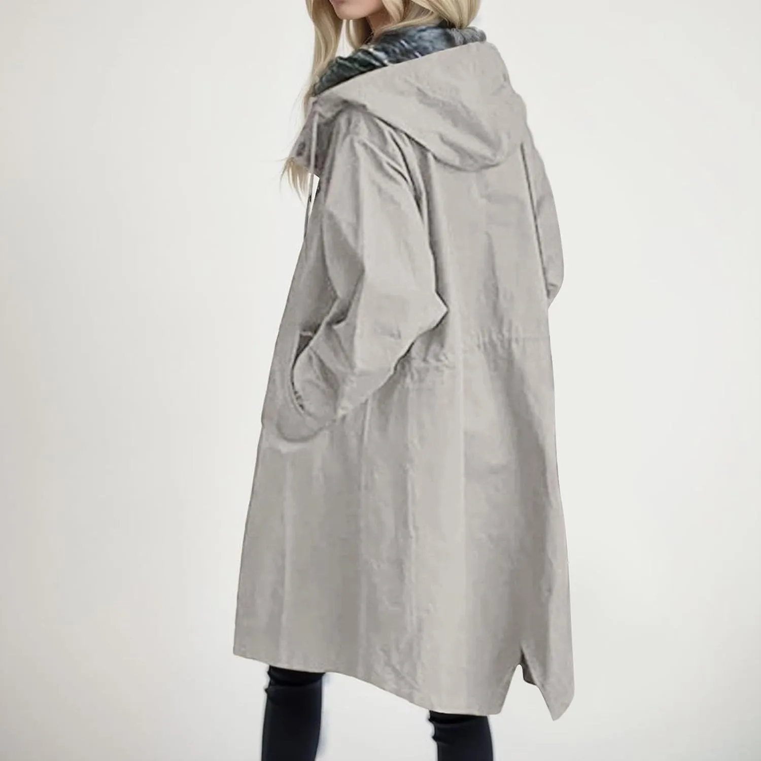 PeQAQ Women's Trench Coat 2024 Long Double-Breasted Fall Fashion Windbreaker Jackets Classic Lapel Slim Overcoat Outerwear
