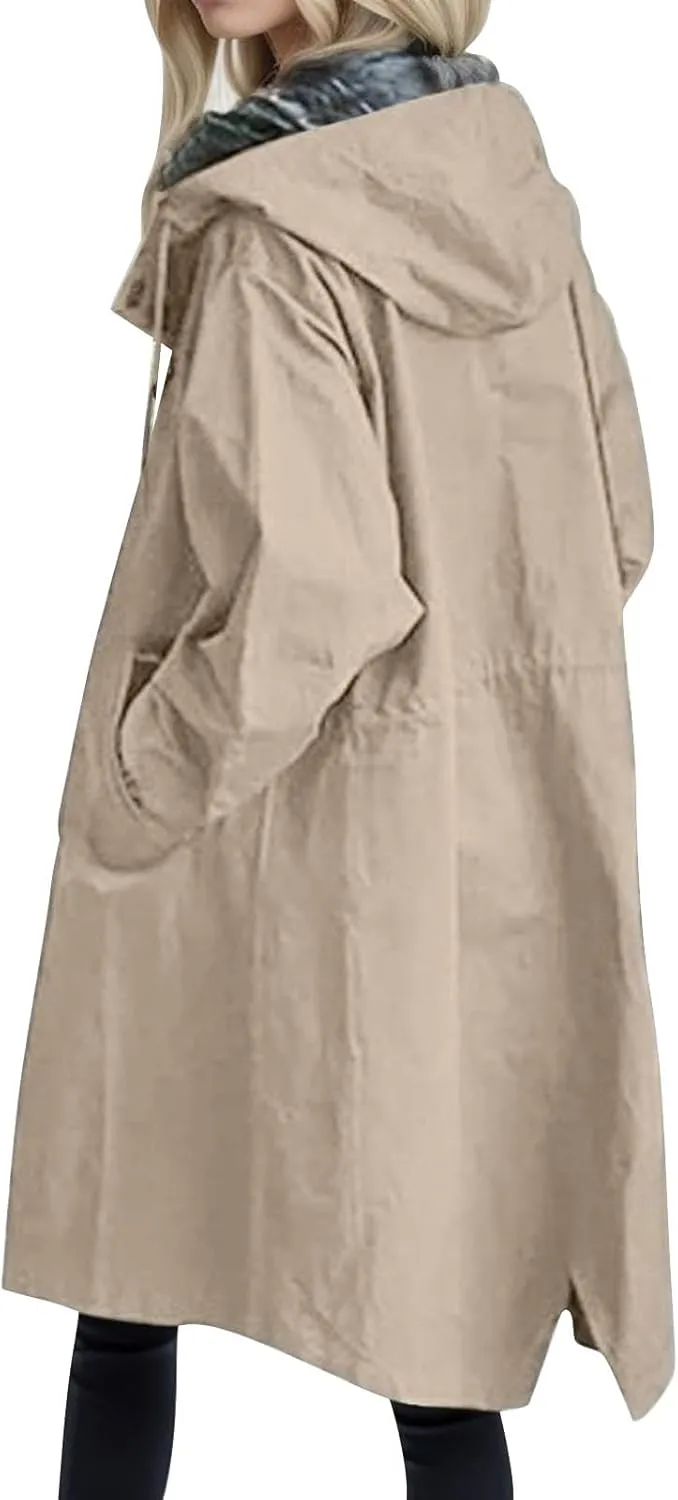 PeQAQ Women's Trench Coat 2024 Long Double-Breasted Fall Fashion Windbreaker Jackets Classic Lapel Slim Overcoat Outerwear