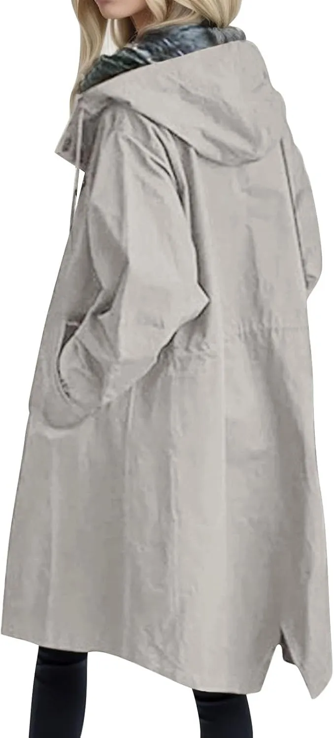PeQAQ Women's Trench Coat 2024 Long Double-Breasted Fall Fashion Windbreaker Jackets Classic Lapel Slim Overcoat Outerwear