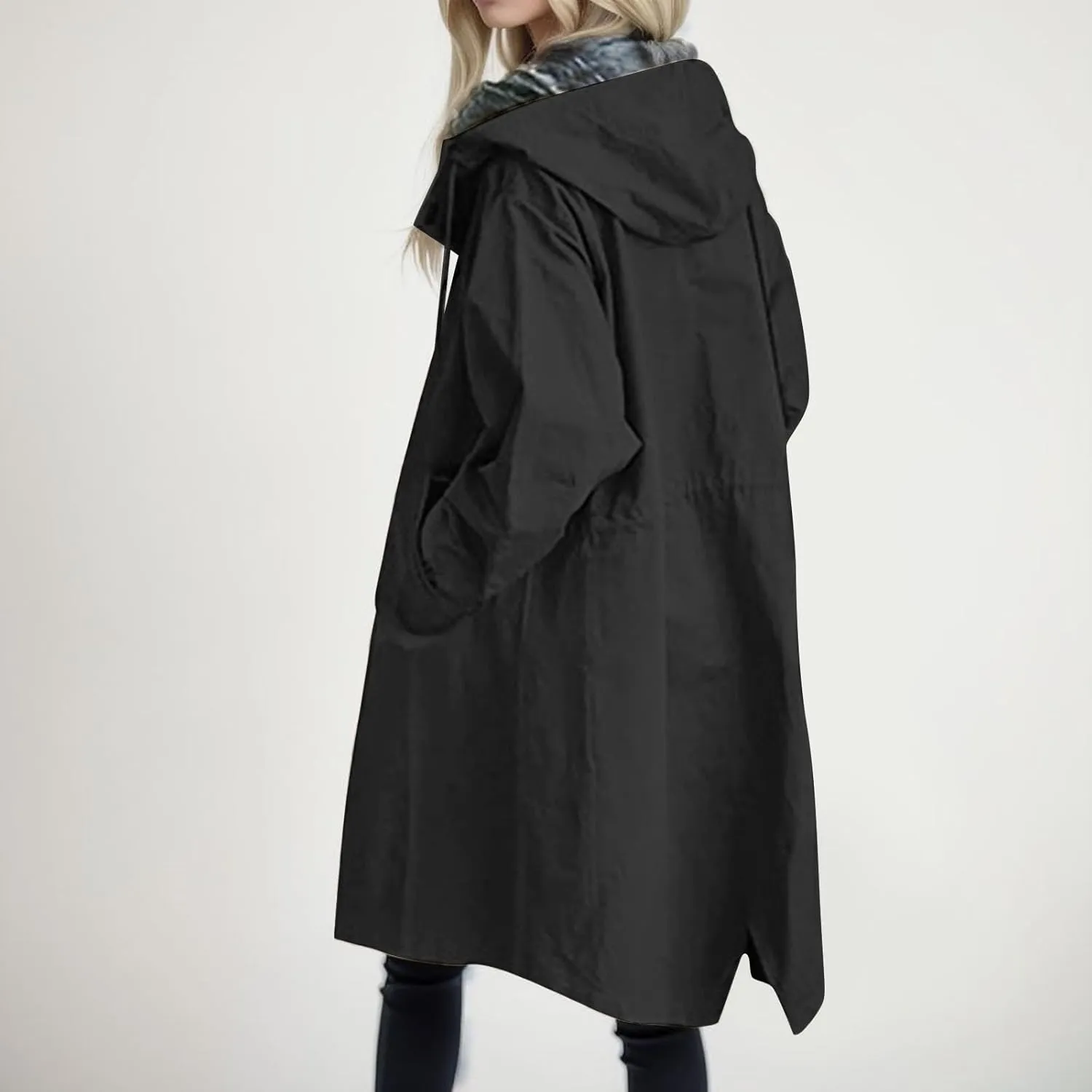 PeQAQ Women's Trench Coat 2024 Long Double-Breasted Fall Fashion Windbreaker Jackets Classic Lapel Slim Overcoat Outerwear