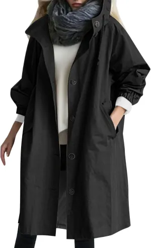 PeQAQ Women's Trench Coat 2024 Long Double-Breasted Fall Fashion Windbreaker Jackets Classic Lapel Slim Overcoat Outerwear