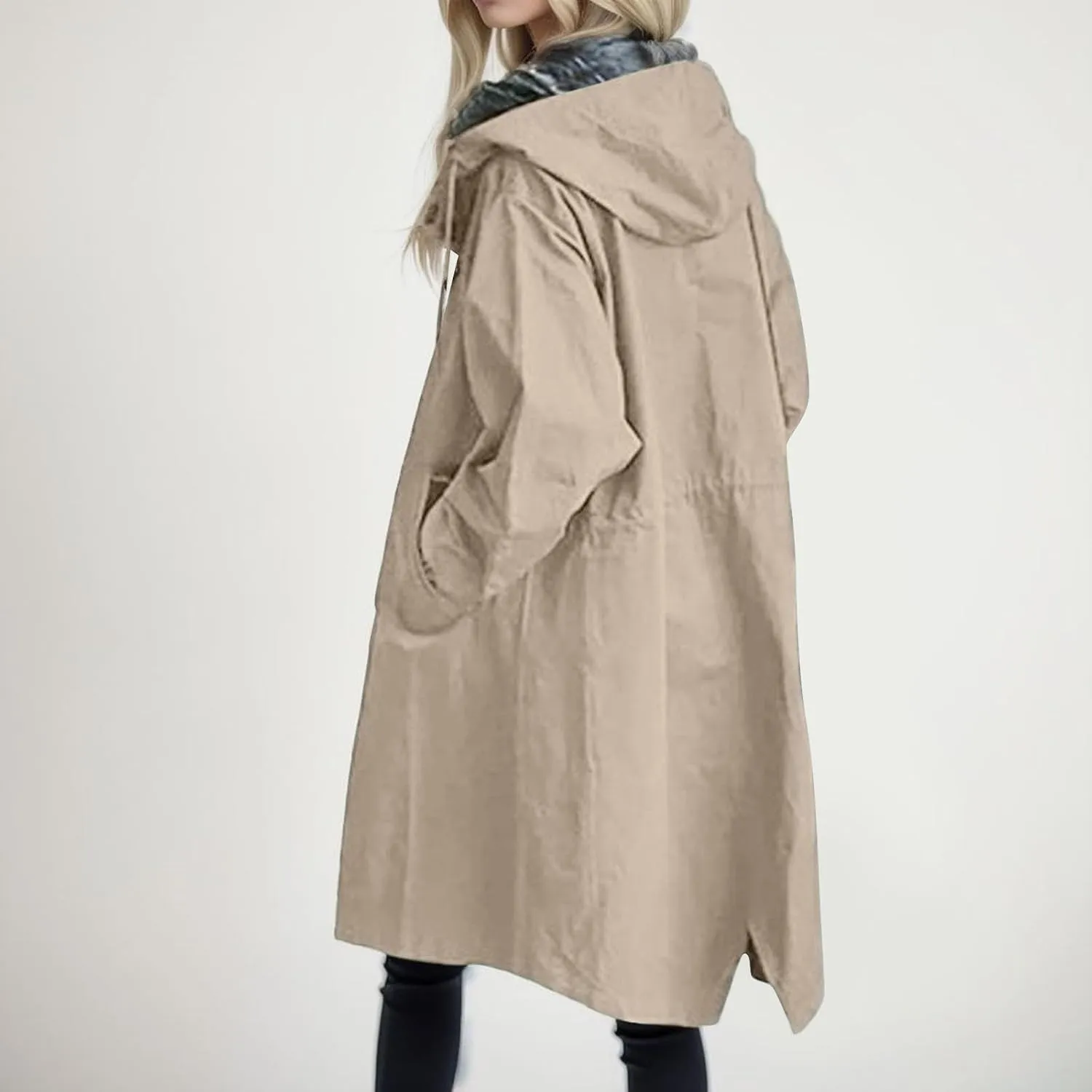 PeQAQ Women's Trench Coat 2024 Long Double-Breasted Fall Fashion Windbreaker Jackets Classic Lapel Slim Overcoat Outerwear