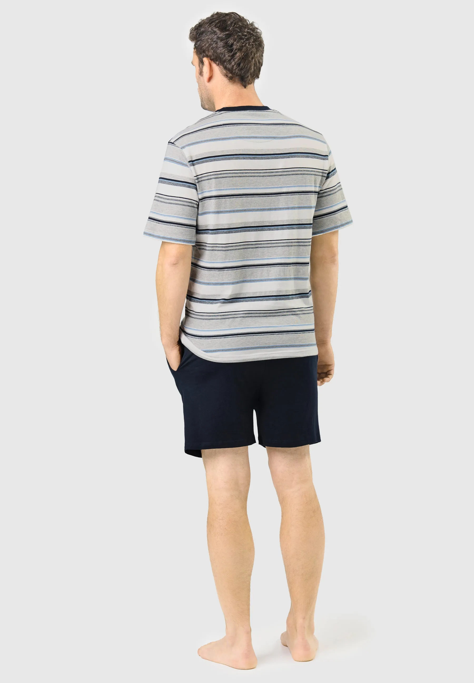 Pijama Hombre Verano Corto Tapeta Punto Rayas - Gris 3081_20