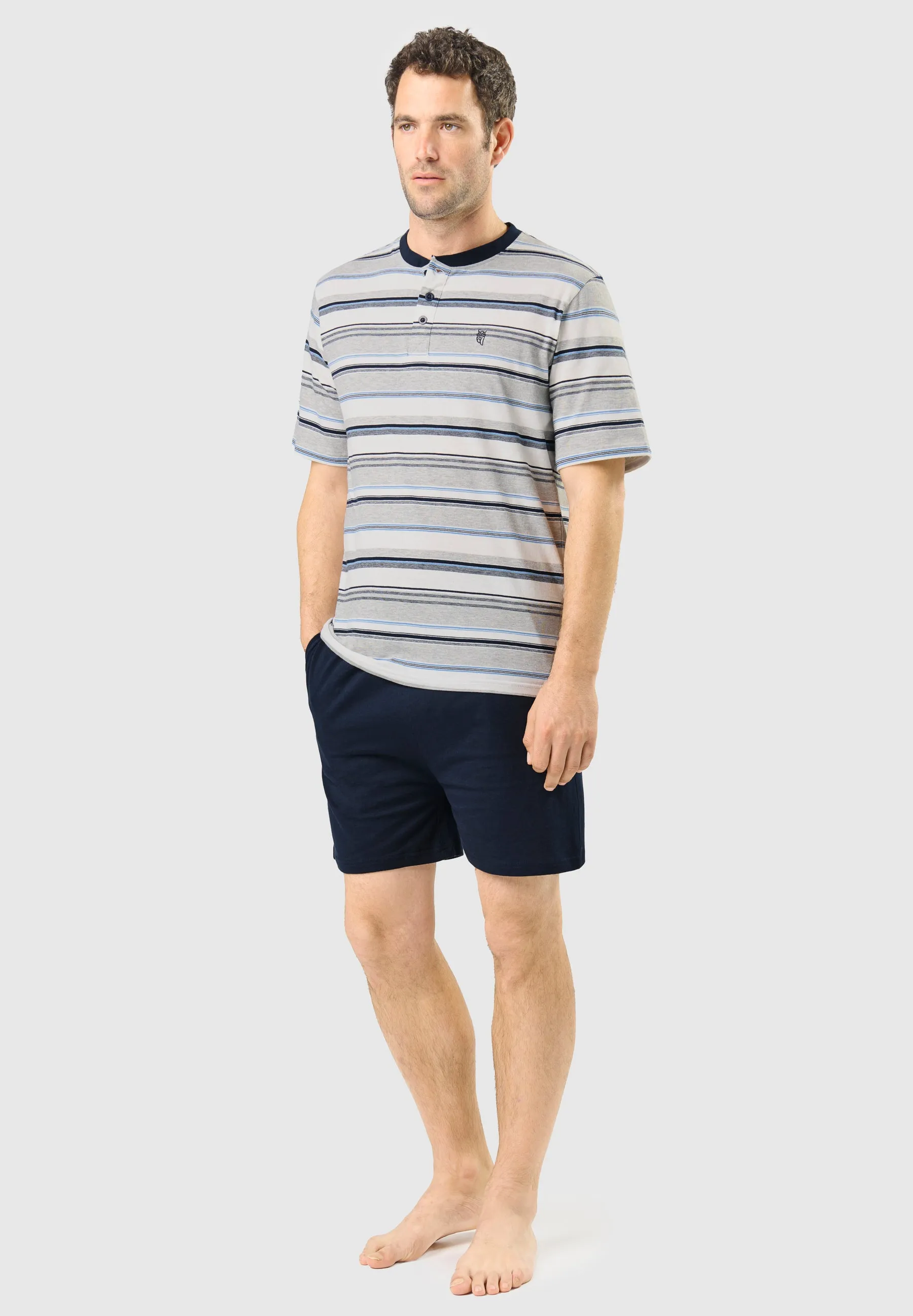 Pijama Hombre Verano Corto Tapeta Punto Rayas - Gris 3081_20