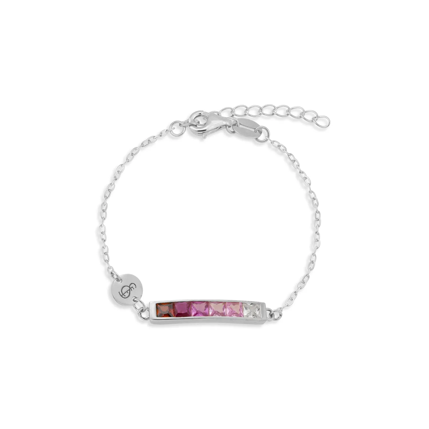 Pulsera plata piedras rojas