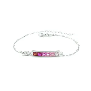 Pulsera plata piedras rojas