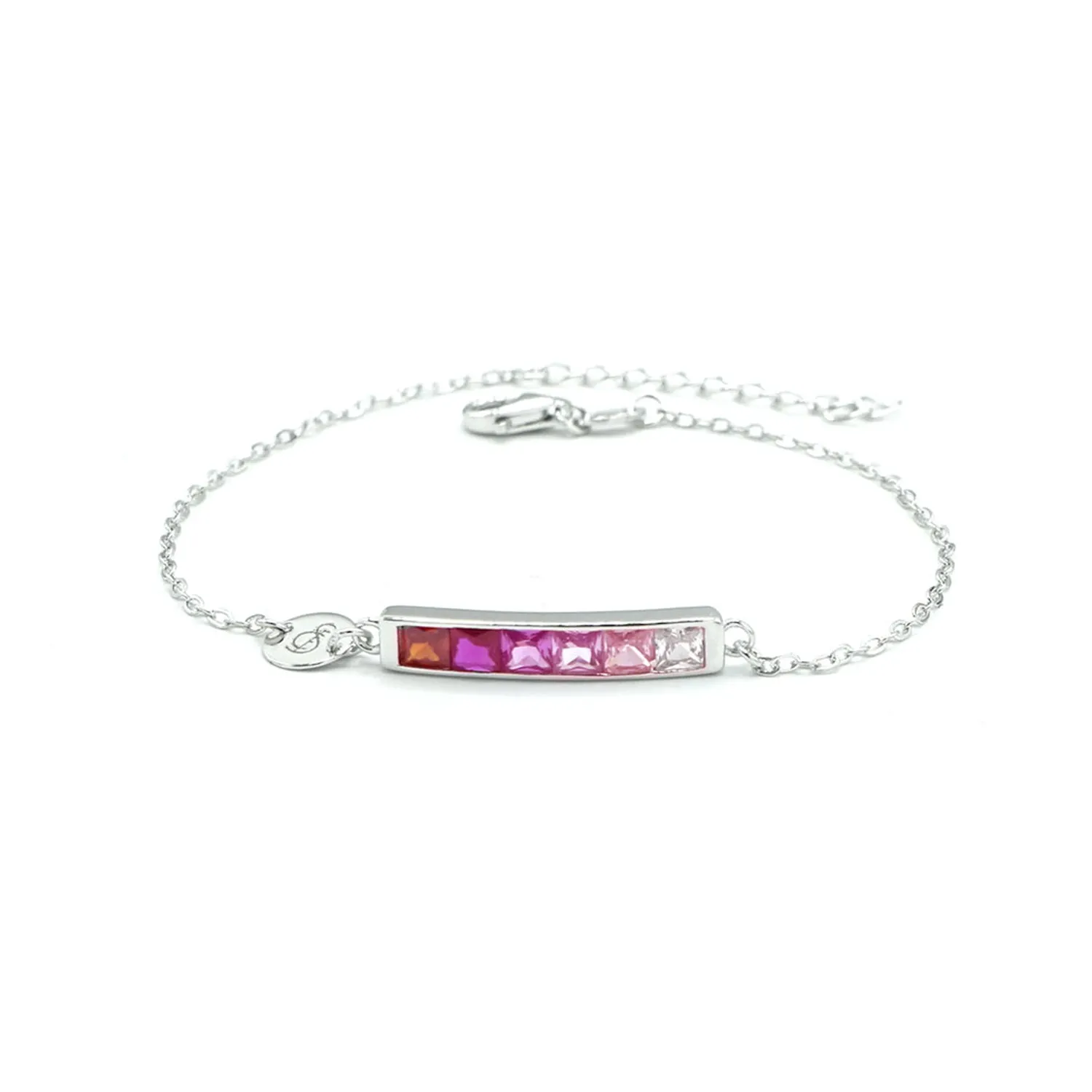 Pulsera plata piedras rojas