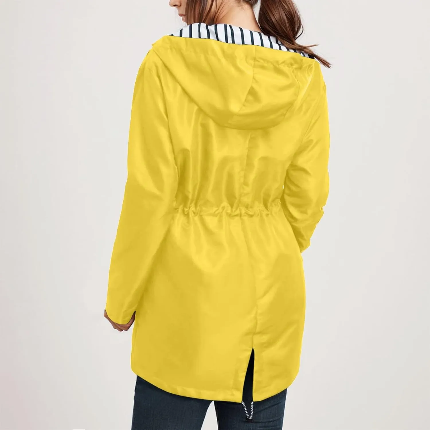 Rain Coats Women 2024 Trendy Windbreaker Jackets Waterproof Outerwear Overcoat Lightweight Outdoor Hooded Trench Coat