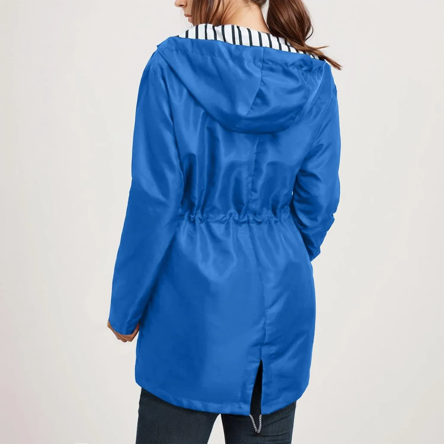 Rain Coats Women 2024 Trendy Windbreaker Jackets Waterproof Outerwear Overcoat Lightweight Outdoor Hooded Trench Coat