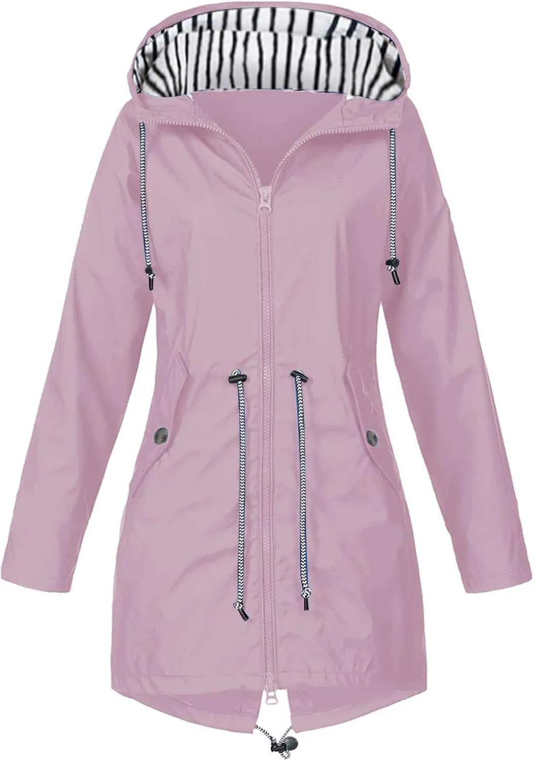Rain Coats Women 2024 Trendy Windbreaker Jackets Waterproof Outerwear Overcoat Lightweight Outdoor Hooded Trench Coat