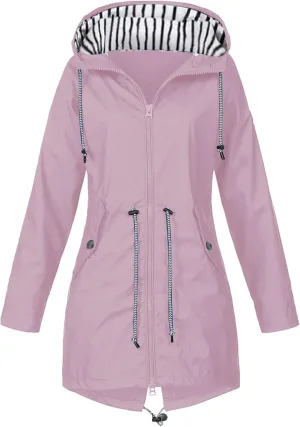 Rain Coats Women 2024 Trendy Windbreaker Jackets Waterproof Outerwear Overcoat Lightweight Outdoor Hooded Trench Coat