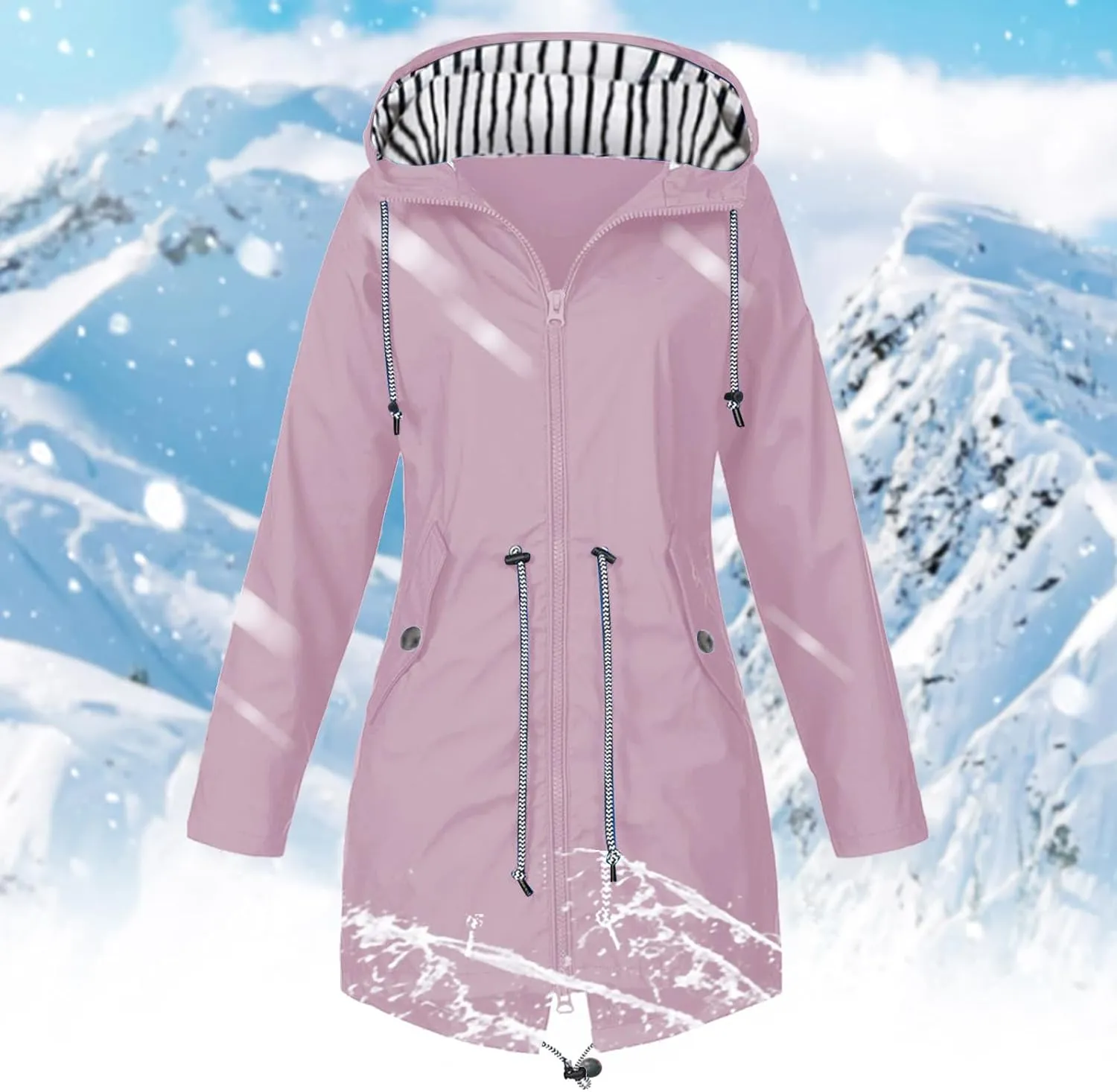 Rain Coats Women 2024 Trendy Windbreaker Jackets Waterproof Outerwear Overcoat Lightweight Outdoor Hooded Trench Coat