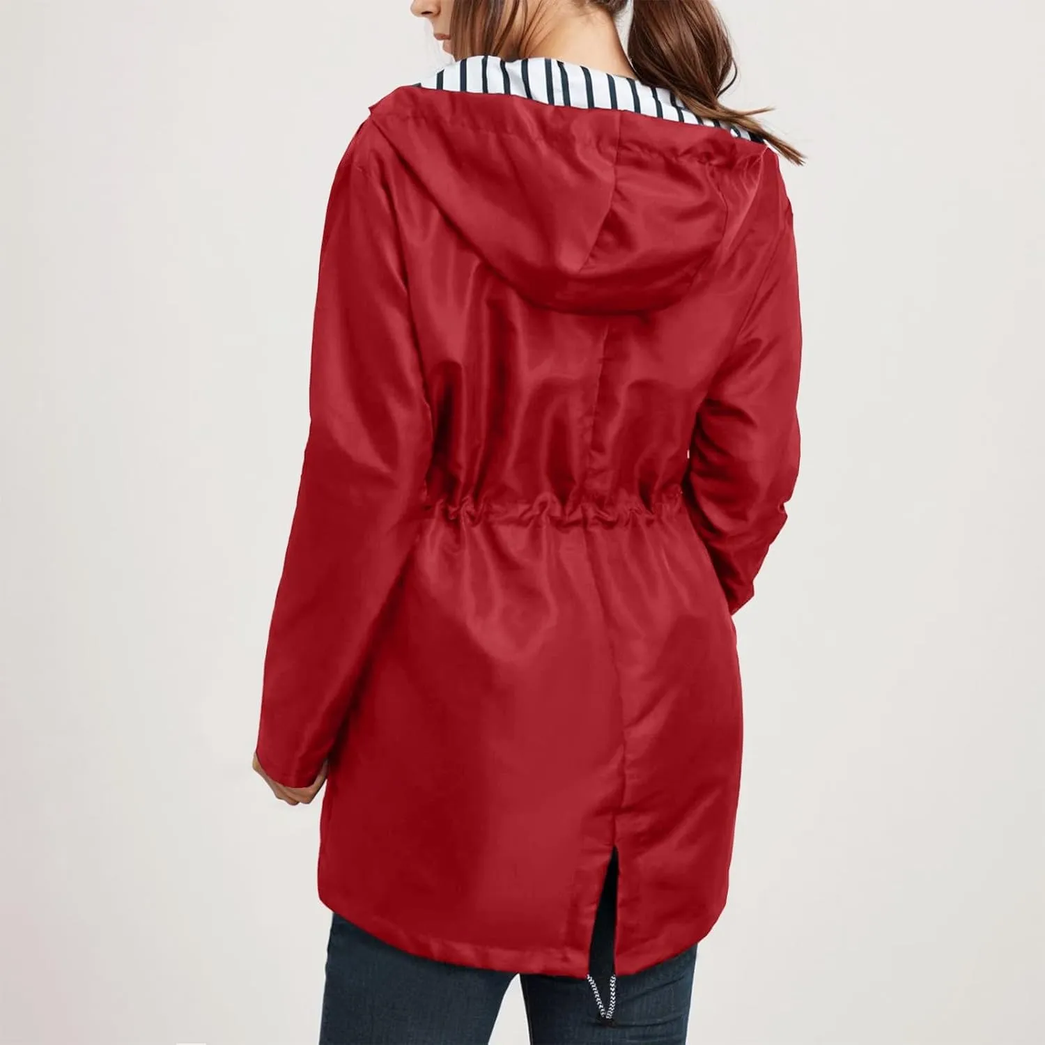 Rain Coats Women 2024 Trendy Windbreaker Jackets Waterproof Outerwear Overcoat Lightweight Outdoor Hooded Trench Coat