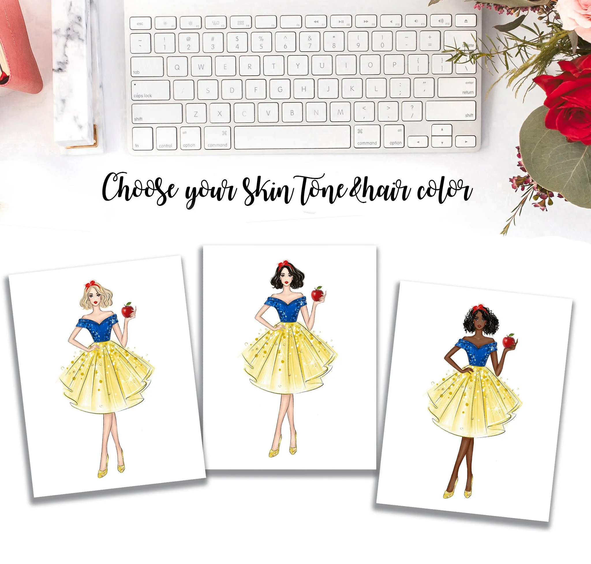 Snow White fashion princess art print fashion illustration